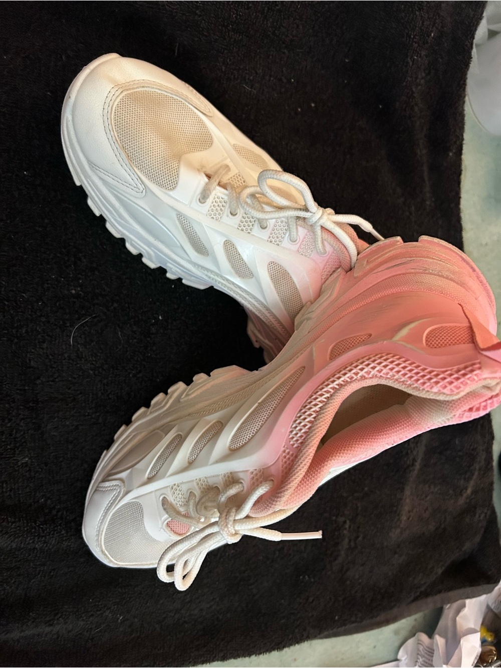 Women’s White and Pink Gradient Athletic Sneakers